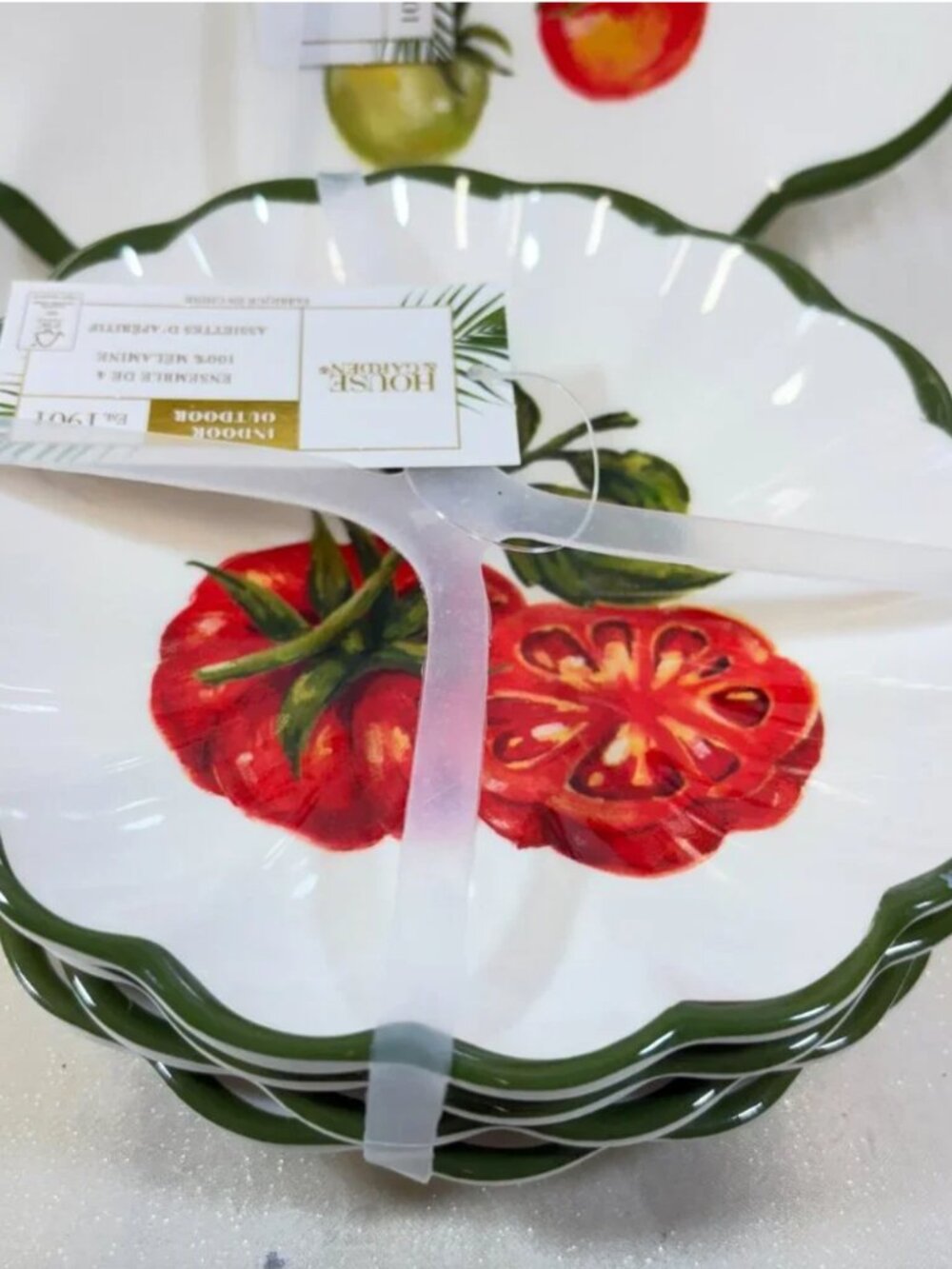 House & Garden Tomatoes Melamine  Appetizer Plates set of 8 New